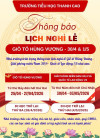 Thông báo: Lịch nghỉ lễ 30 - 4 & 1-5