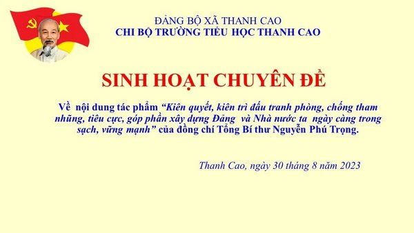 Chi bộ Trường Tiểu học Thanh Cao sinh hoạt chuyên đề