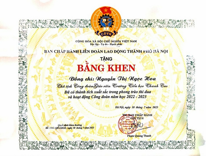 Liên đoàn Lao động huyện Thanh Oai tổ chức hội nghị tổng kết công tác công đoàn khối giáo dục năm học 2022 - 2023