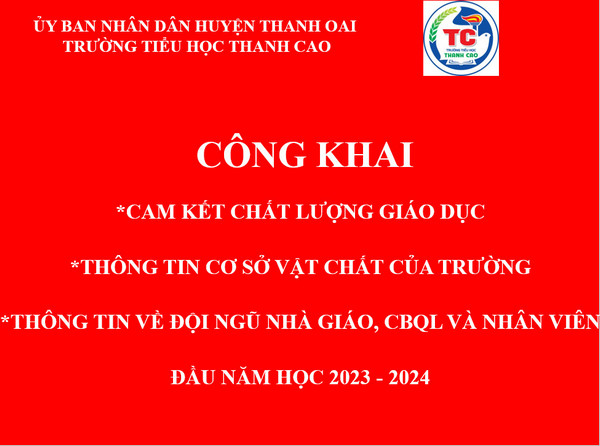Bốn công khai đầu năm học của Trường Tiểu học Thanh Cao