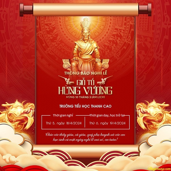 Thông báo nghỉ Lễ: Giỗ tổ Hùng Vương