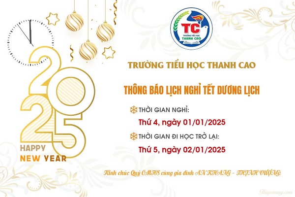 Thông báo nghỉ Tết Dương lịch năm 2025